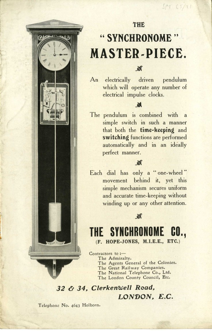 Pamphlet of the Synchronome Company UK0108 SPT/P/I/065/21