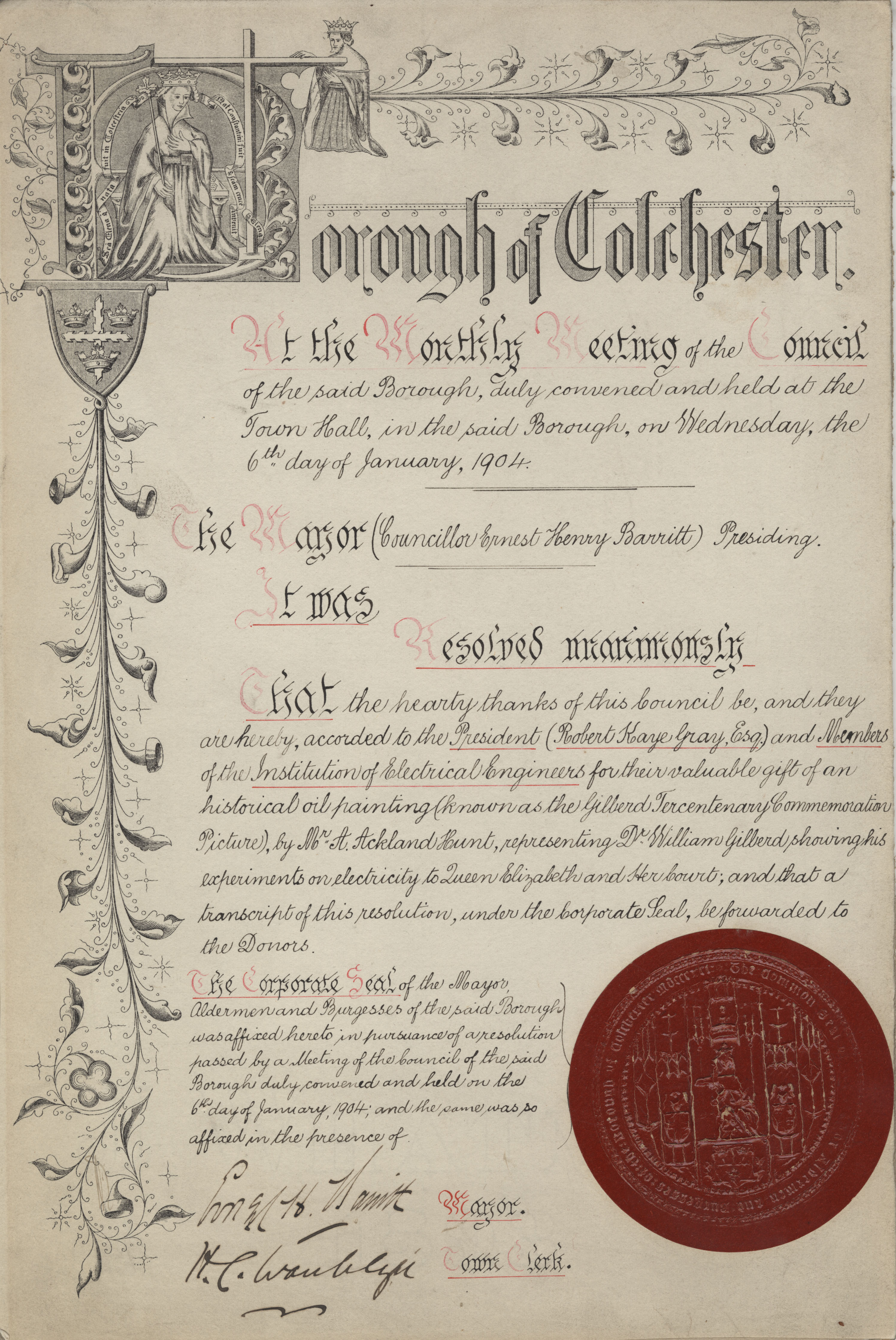 Resolution of thanks 1904