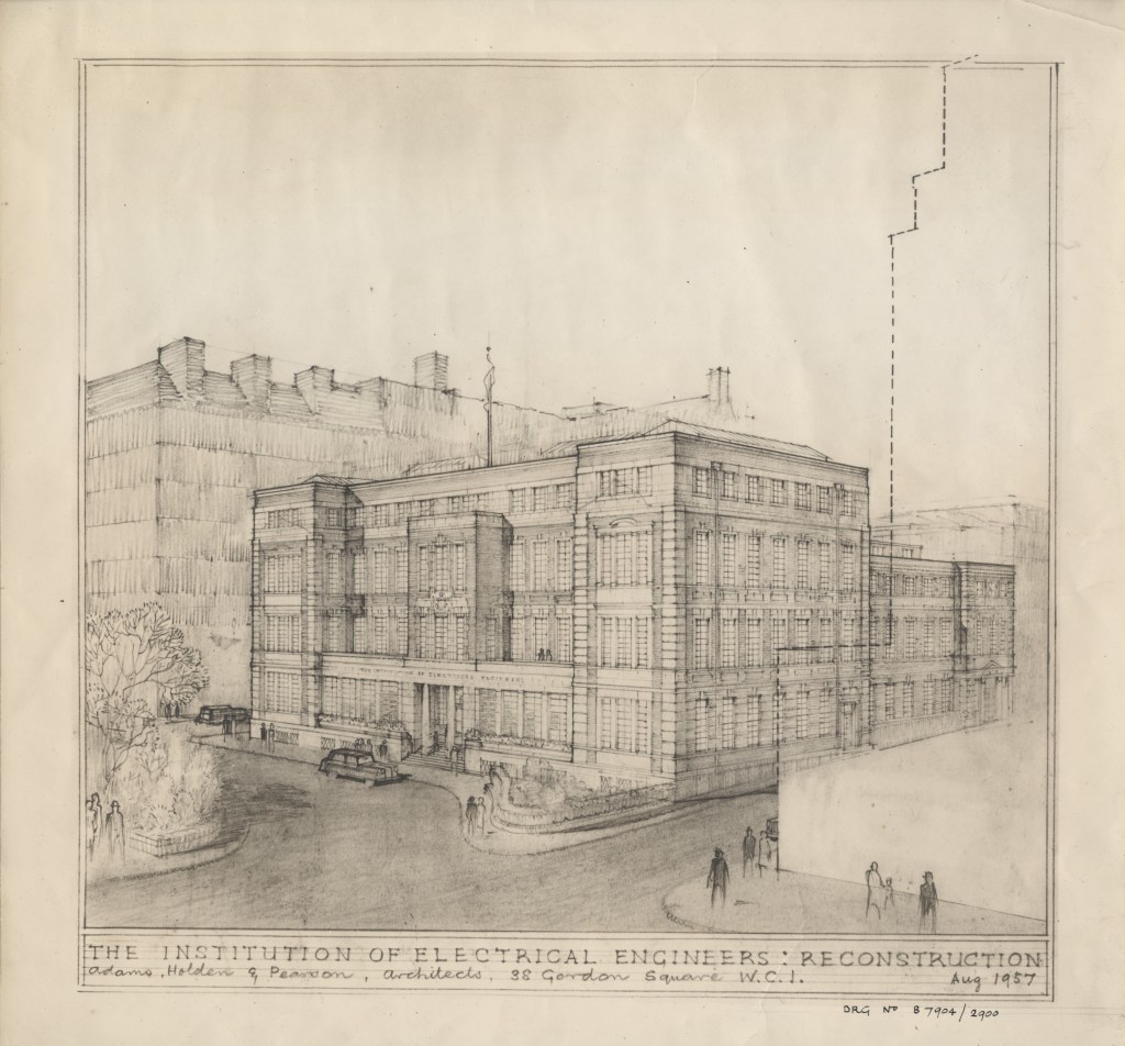 Drawing of Savoy Place reconstruction, Adams Holden and Pearson 1957