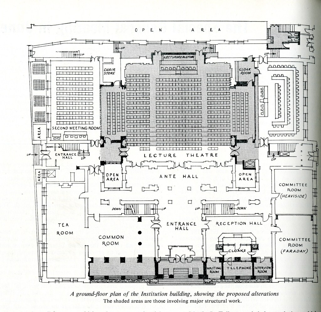 Plan showing proposed Savoy Place works, Journal of the IEE October 1957