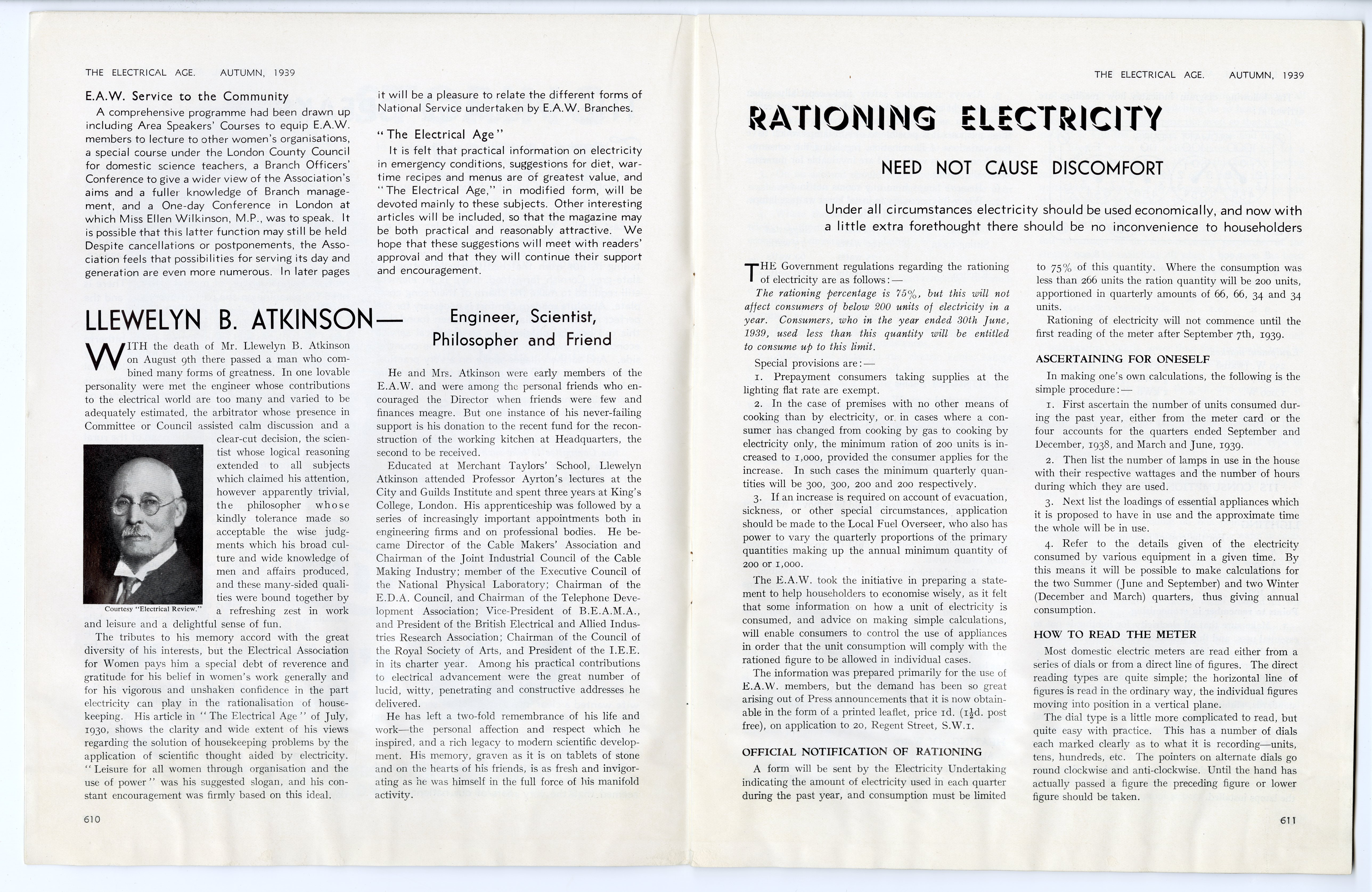 'Rationing Electricity' from The Electrical Age Autumn 1939
