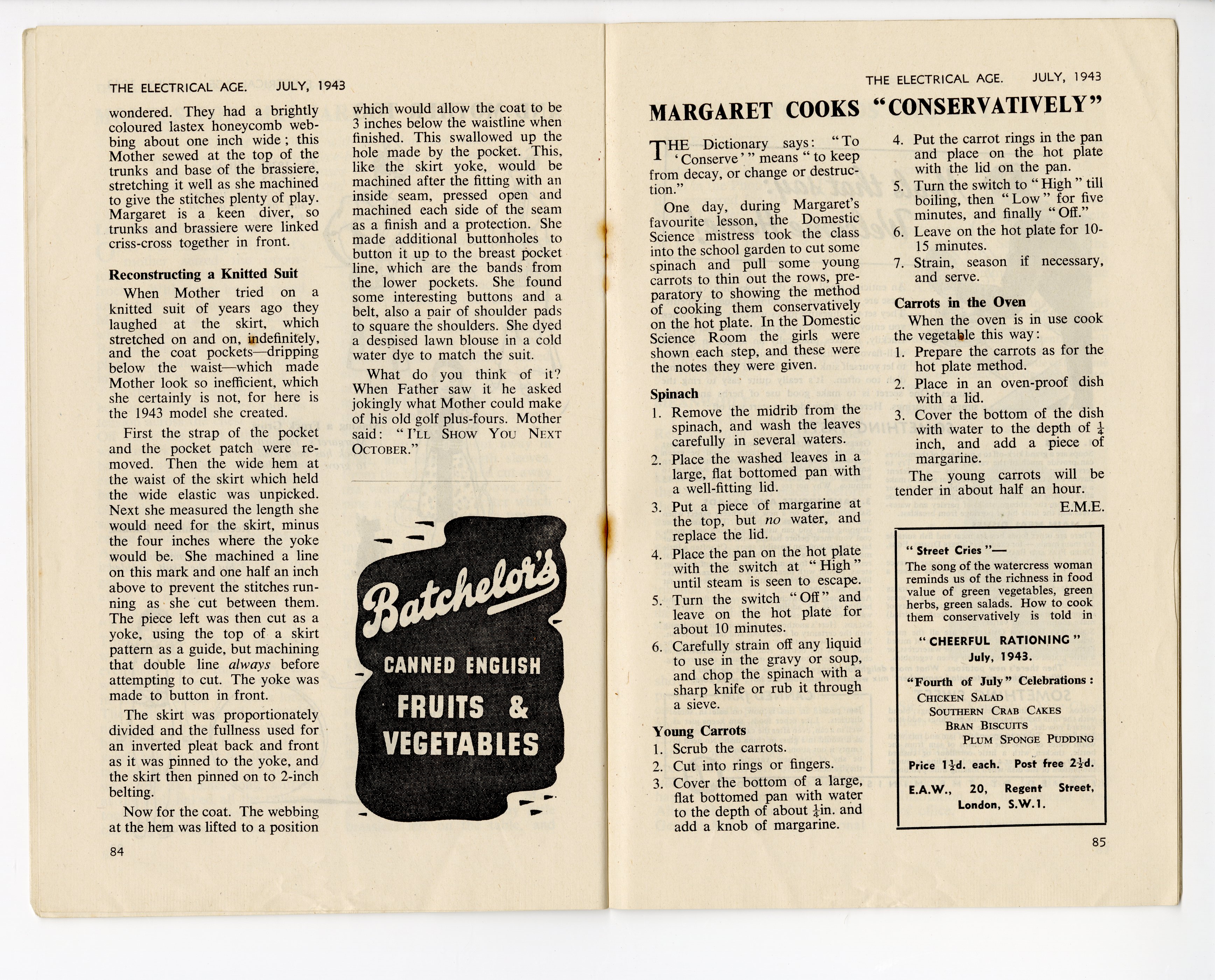 'Margaret Cooks "Conservatively"' from The Electrical Age July 1943