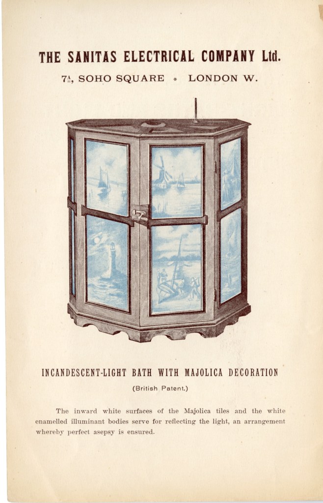 Drawing of wooden cabinet with pottery blue and white panels