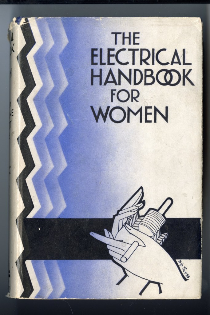 Book dustjacket with geometric design and hand holding electrical comppnent