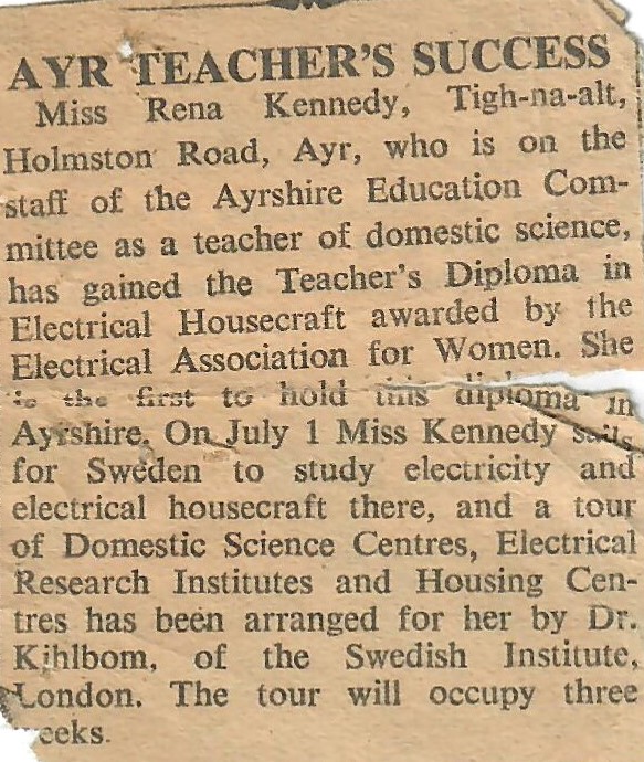 Press cutting titled Ayr Teacher's Success