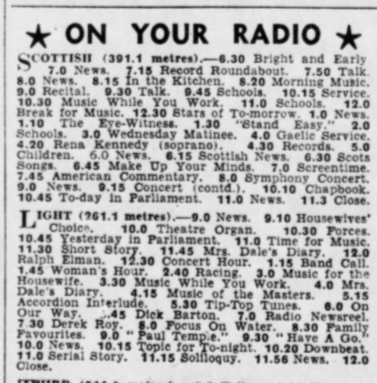 Press cutting titled On Your Radio