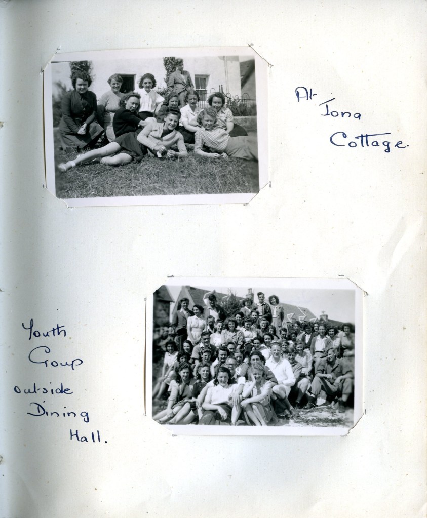 Two photographs of groups of people