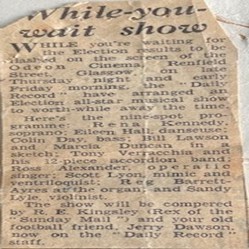 Press cutting titled While You Wait